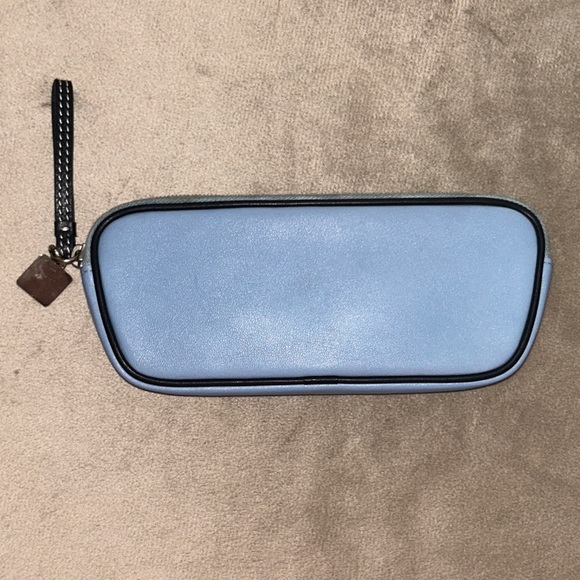 Coach Y2K Soft Leather Eyeglass Case in Glacier Blue and black trim - Picture 5 of 10